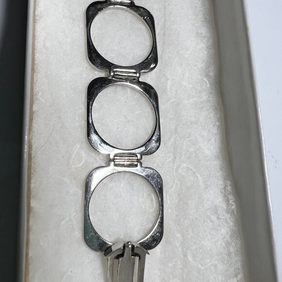 Vintage Italian Sterling Silver Open Link Bracelet w/ Carnelian Clasp – ST. SILV - Picture 3 of 12